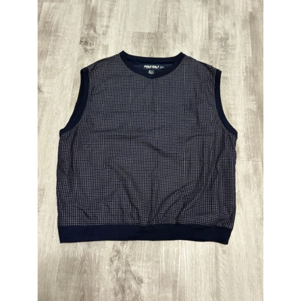 POLO RALPH LAUREN Golf Pullover Vest Men's XXL Blue Checkered Sleeveless